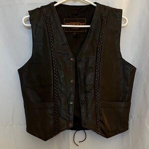 Deep Brown Leather Vest with Braided Details GORGEOUS
